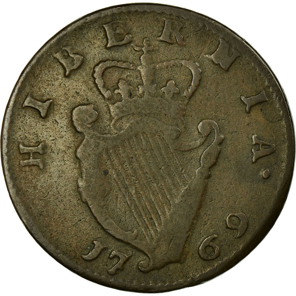 Coin, Ireland, George III, 1/2 Penny, 1769, VF(20-25), Copper, KM:138