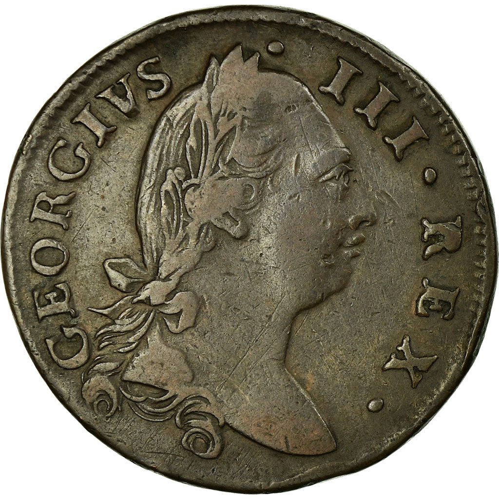 Coin, Ireland, George III, 1/2 Penny, 1782, VF(30-35), Copper, KM:140