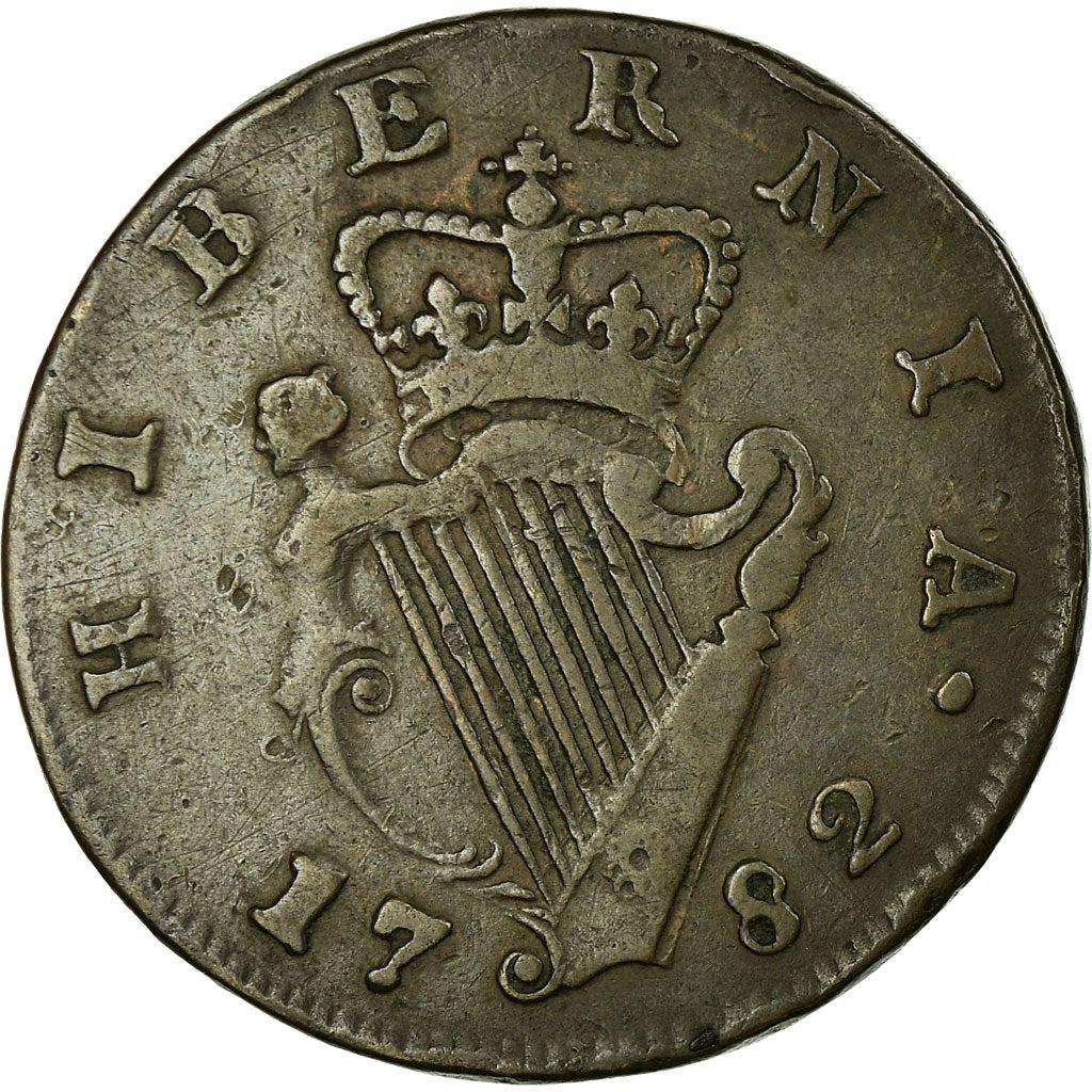 Coin, Ireland, George III, 1/2 Penny, 1782, VF(30-35), Copper, KM:140