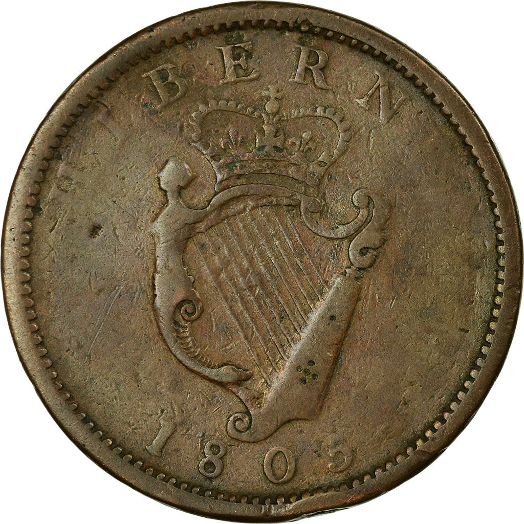 Coin, Ireland, George III, Penny, 1805, F(12-15), Copper, KM:148.1