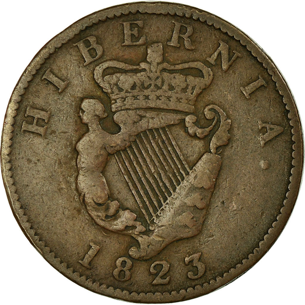 Coin, Ireland, George IV, 1/2 Penny, 1823, VF(20-25), Copper, KM:150
