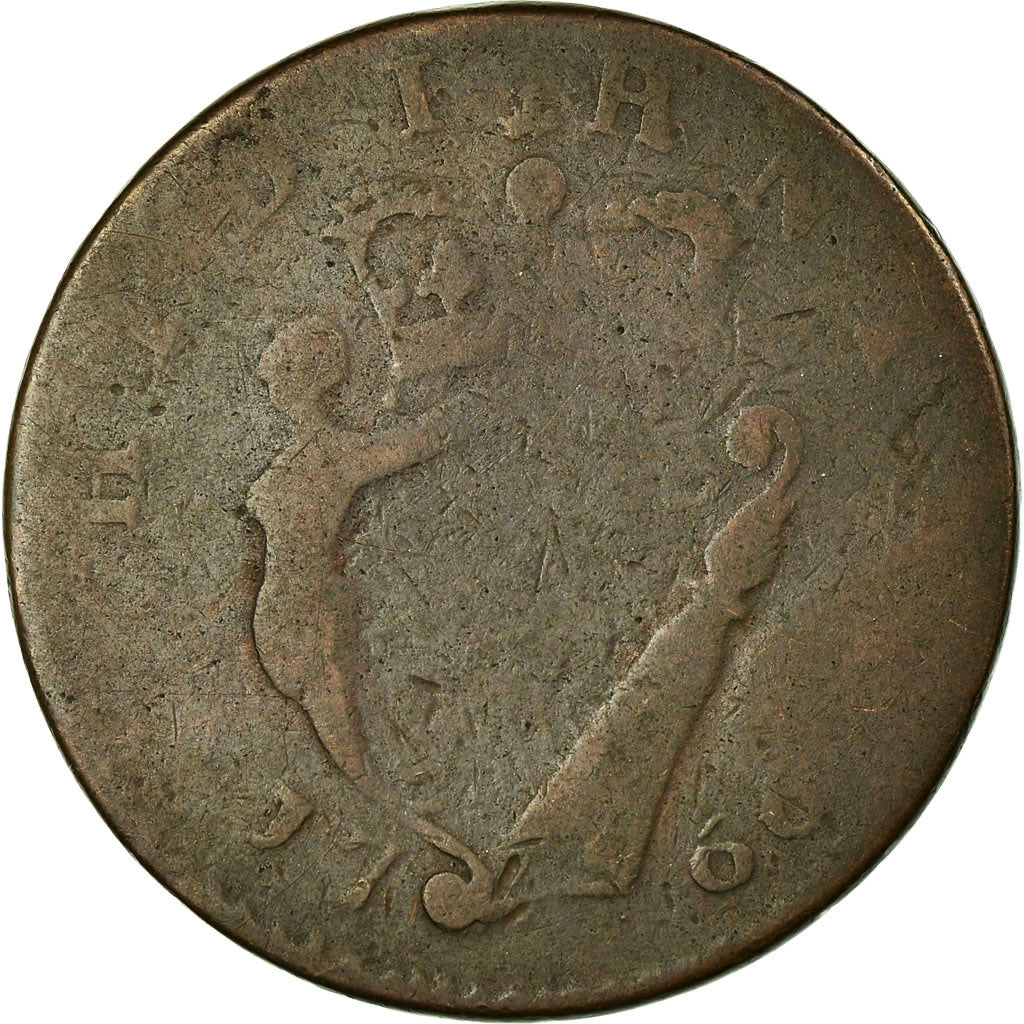 Coin, Ireland, 1/2 Penny, 1766, Evasion Token, F(12-15), Copper, KM:137