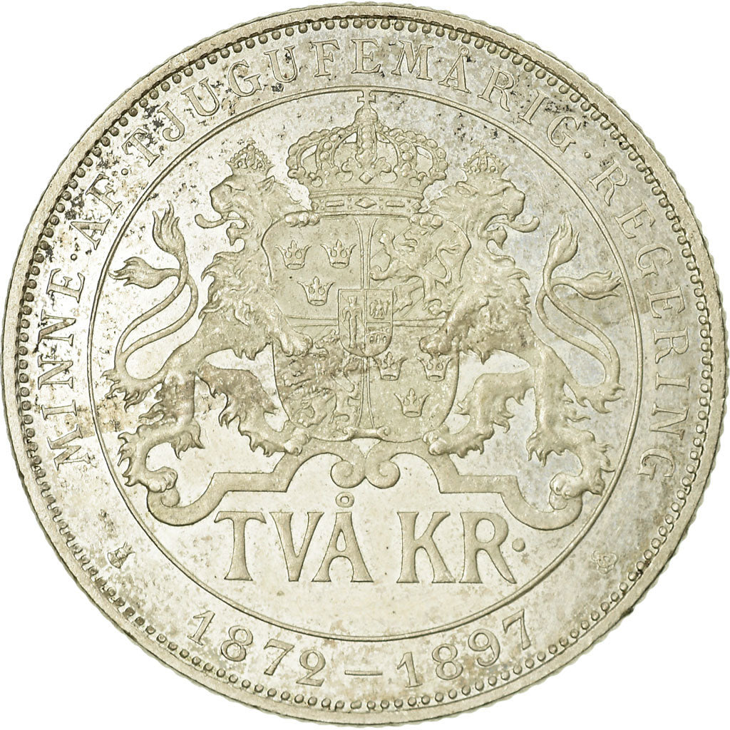 Moneta, Svezia, Oscar II, 2 Kronor, 1897, SPL-, Argento, KM:762