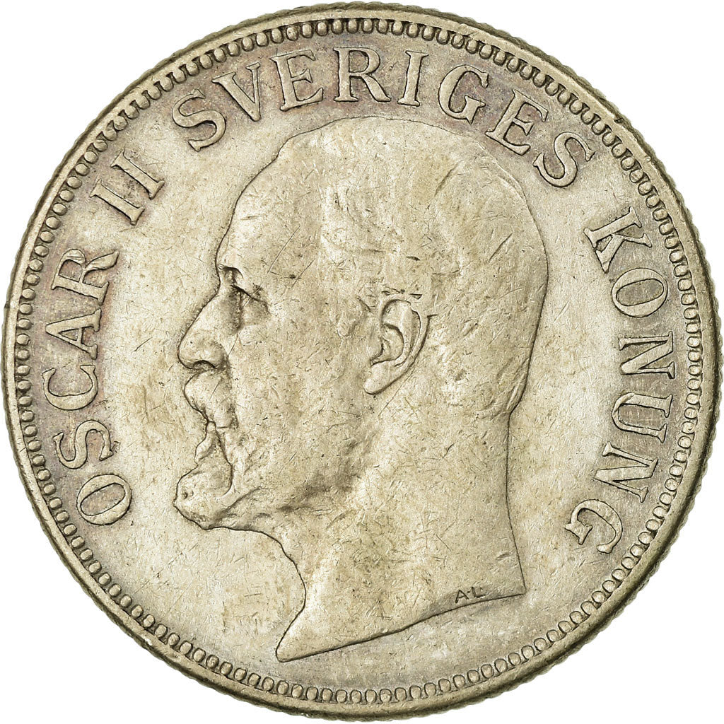 Coin, Sweden, Oscar II, 2 Kronor, 1907, EF(40-45), Silver, KM:773