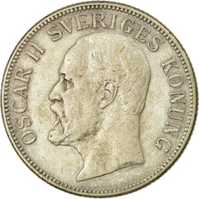 Coin, Sweden, Oscar II, 2 Kronor, 1907, EF(40-45), Silver, KM:773