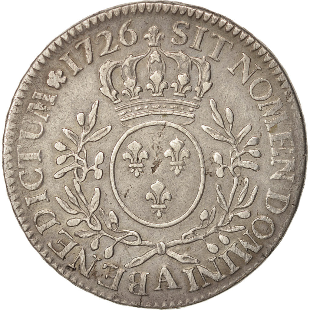 France, Louis XV, Ecu, 1726, Paris, Silver, KM:486.1