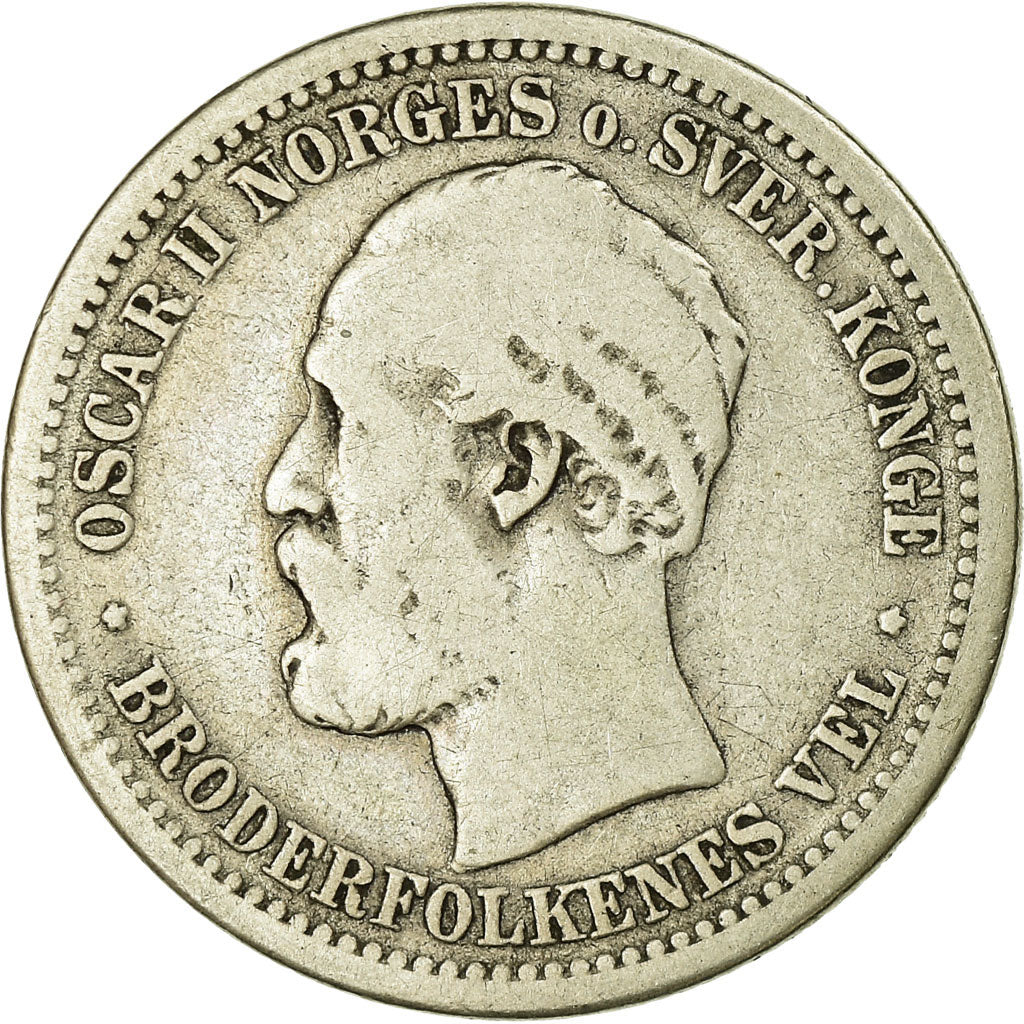 Münze, Norwegen, Oscar II, Krone, 1875, S, Silber, KM:351