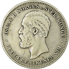 Coin, Norway, Oscar II, 2 Kroner, 1878, VF(30-35), Silver, KM:359