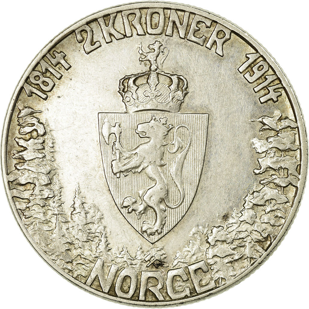 Coin, Norway, Haakon VII, 2 Kroner, 1914, EF(40-45), Silver, KM:377