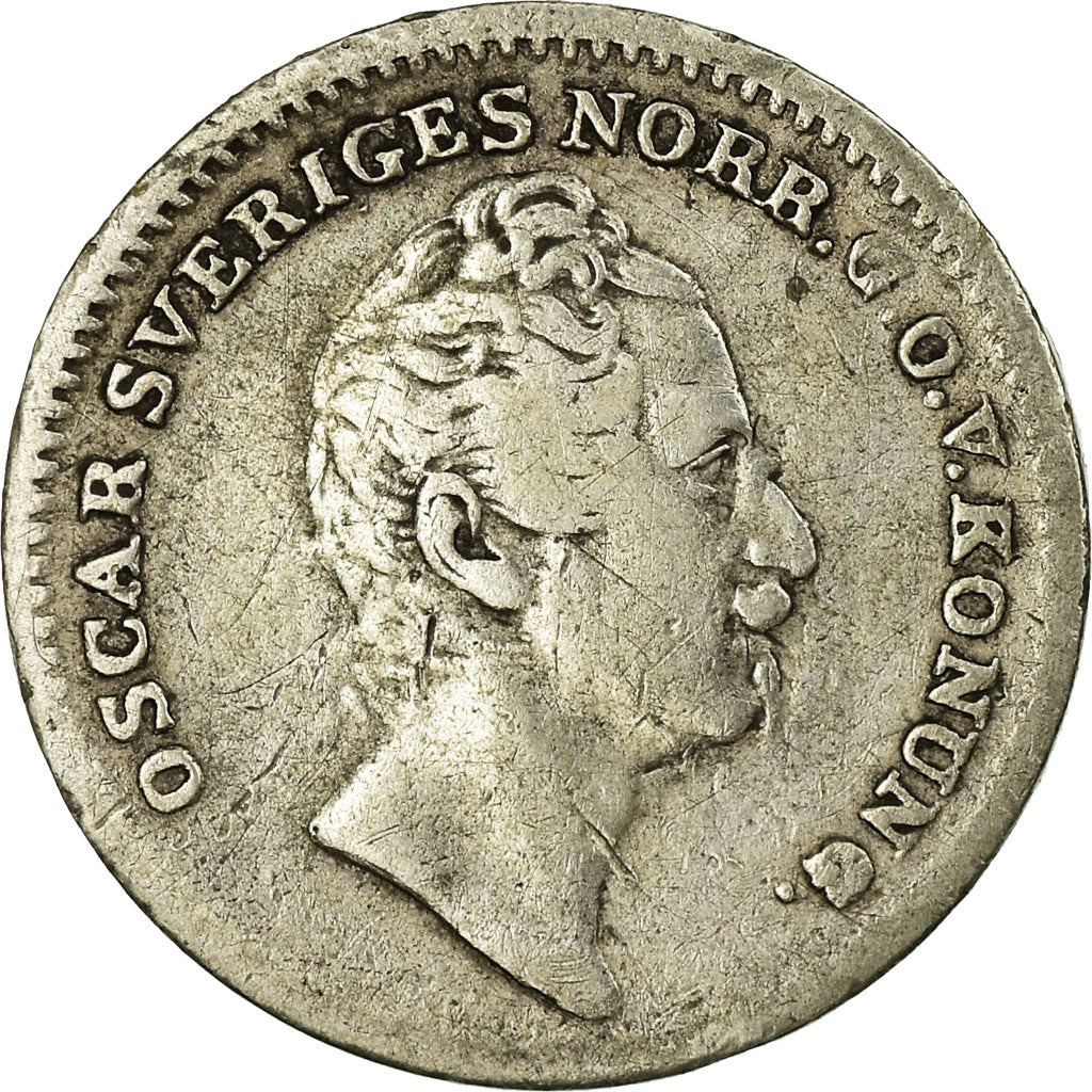 Coin, Sweden, Oscar I, 1/16 Riksdaler, 1848, VF(30-35), Silver, KM:665
