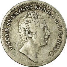 Coin, Sweden, Oscar I, 1/16 Riksdaler, 1848, VF(30-35), Silver, KM:665