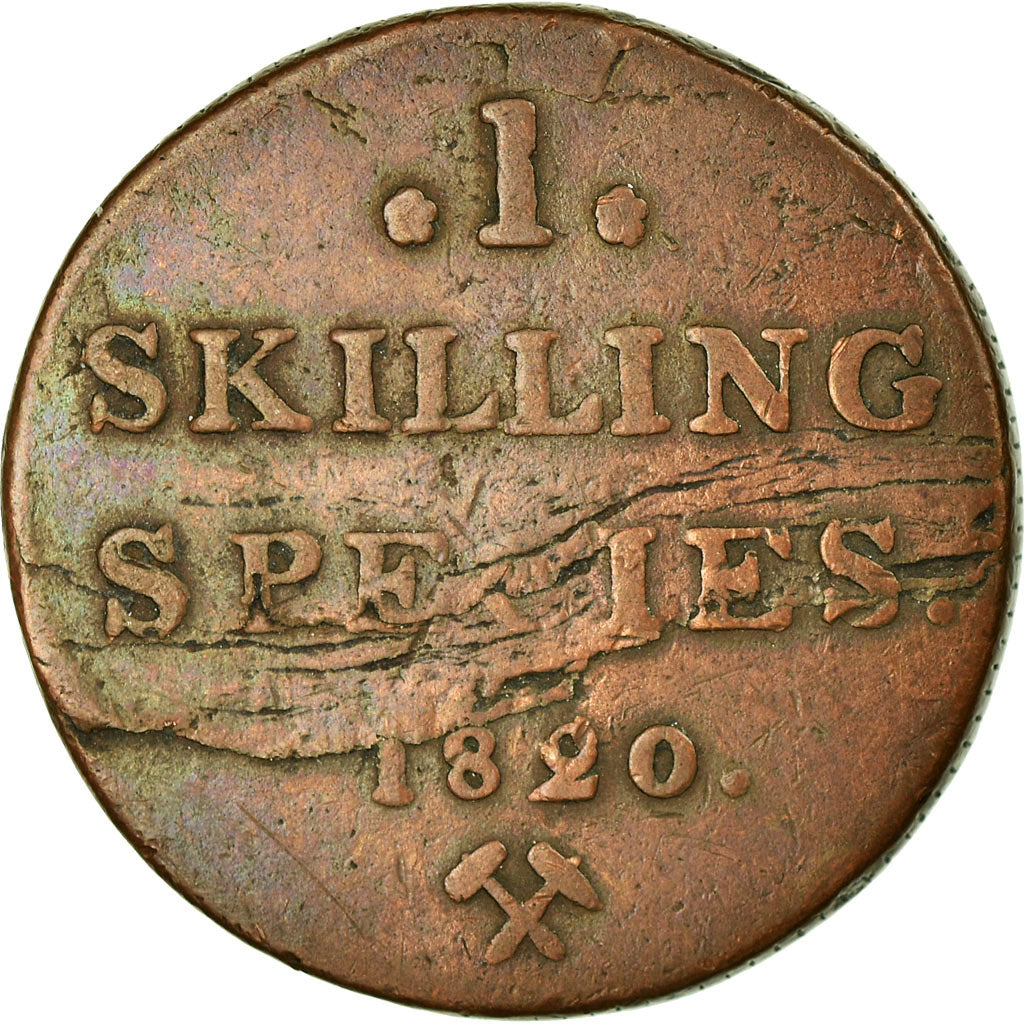 Coin, Norway, Carl XIV, Skilling, 1820, VF(20-25), Copper, KM:286
