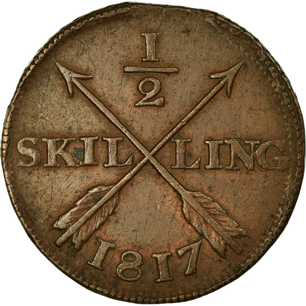 Münze, Schweden, Carl XIII, 1/2 Skilling, 1817, SS, Kupfer, KM:590