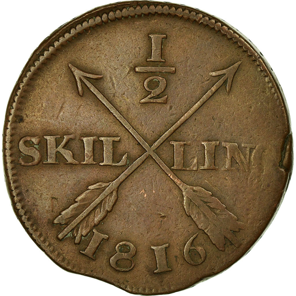 Coin, Sweden, Carl XIII, 1/2 Skilling, 1816, VF(30-35), Copper, KM:590