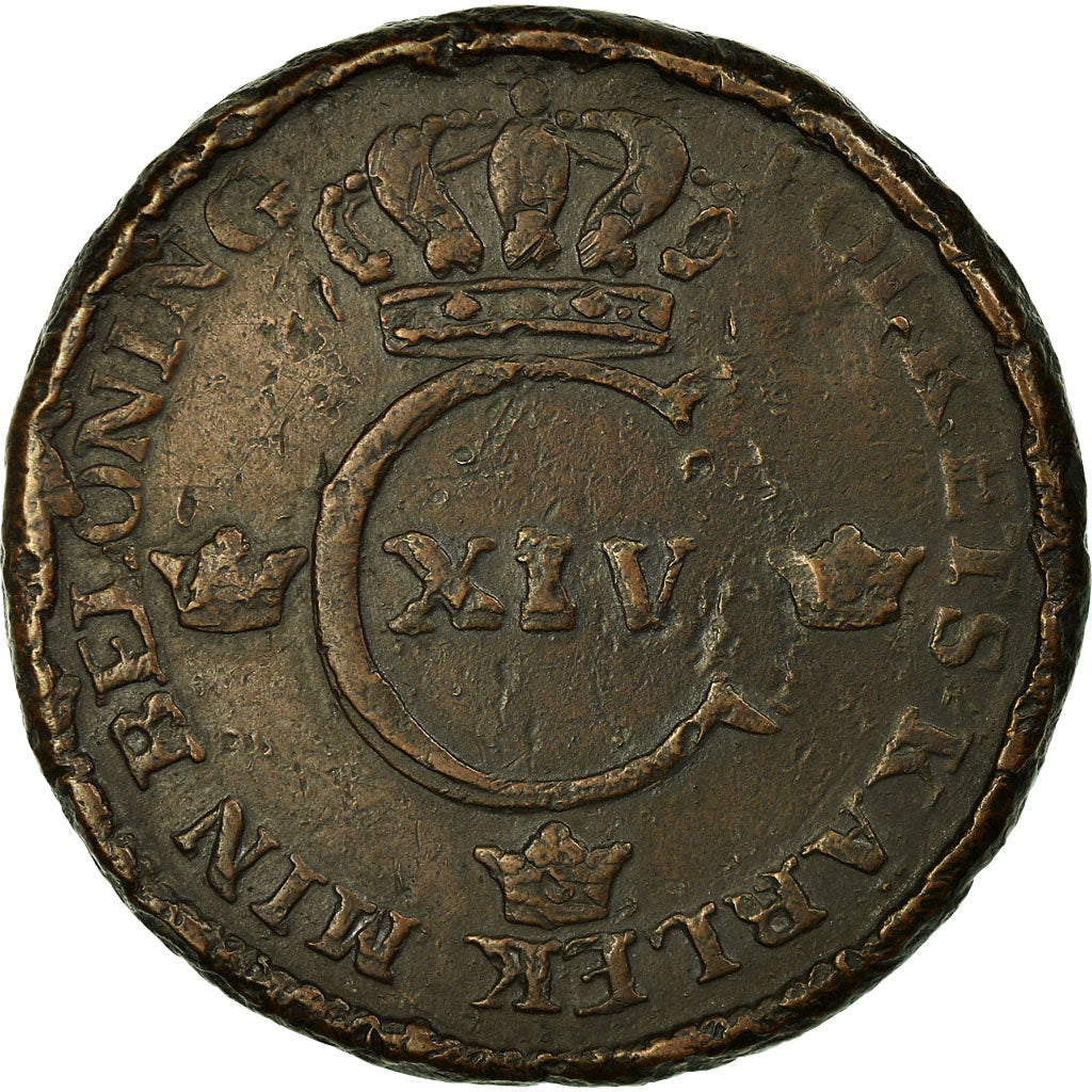 Coin, Sweden, Carl XIV Johan, Skilling, 1828, VF(30-35), Copper, KM:597