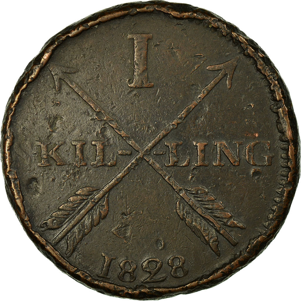 Coin, Sweden, Carl XIV Johan, Skilling, 1828, VF(30-35), Copper, KM:597