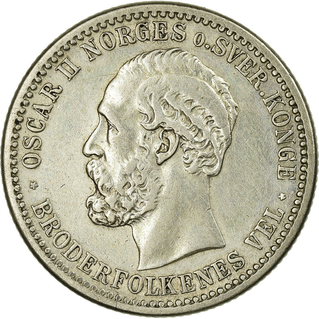 Coin, Norway, Oscar II, 50 Öre, 1885, EF(40-45), Silver, KM:356