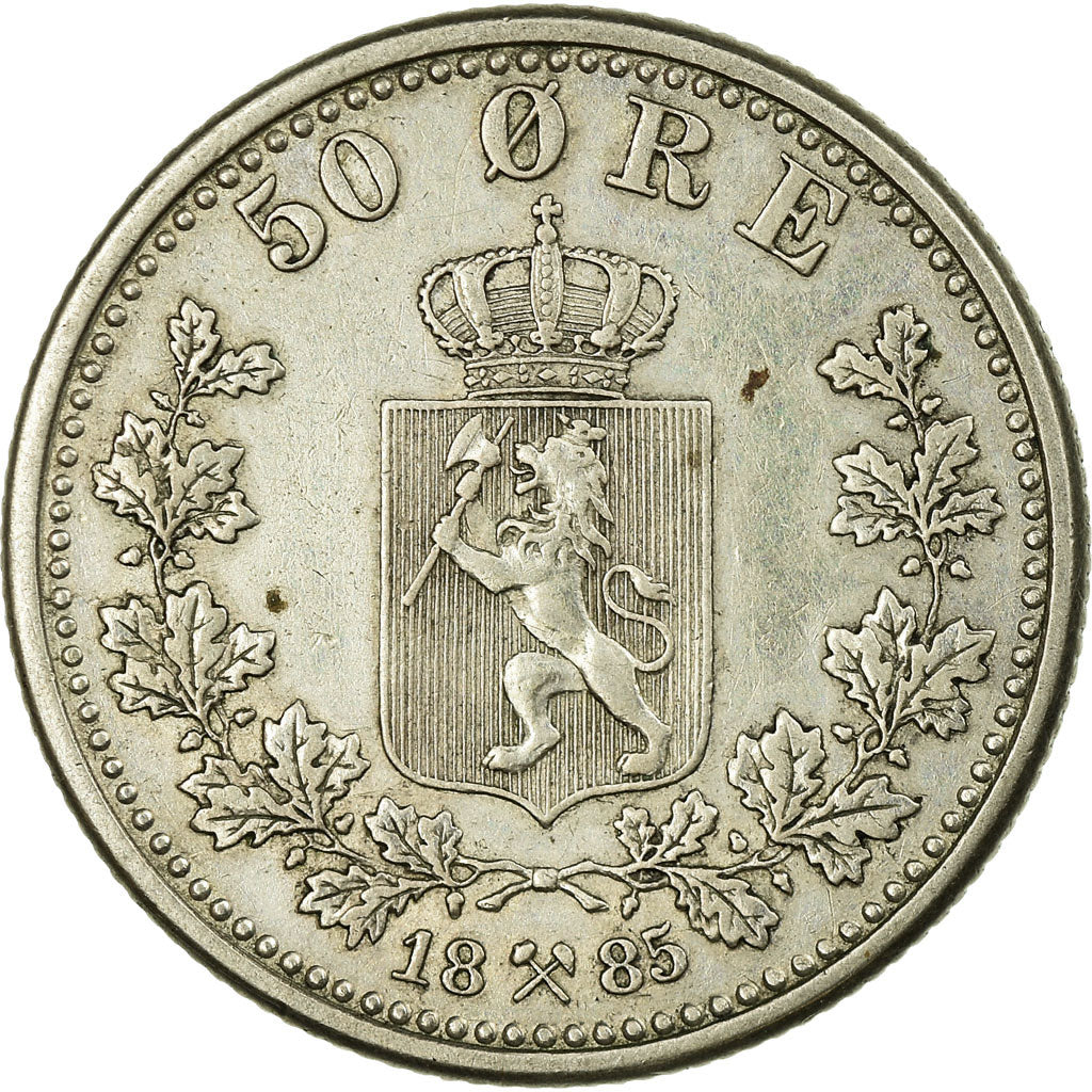 Coin, Norway, Oscar II, 50 Öre, 1885, EF(40-45), Silver, KM:356