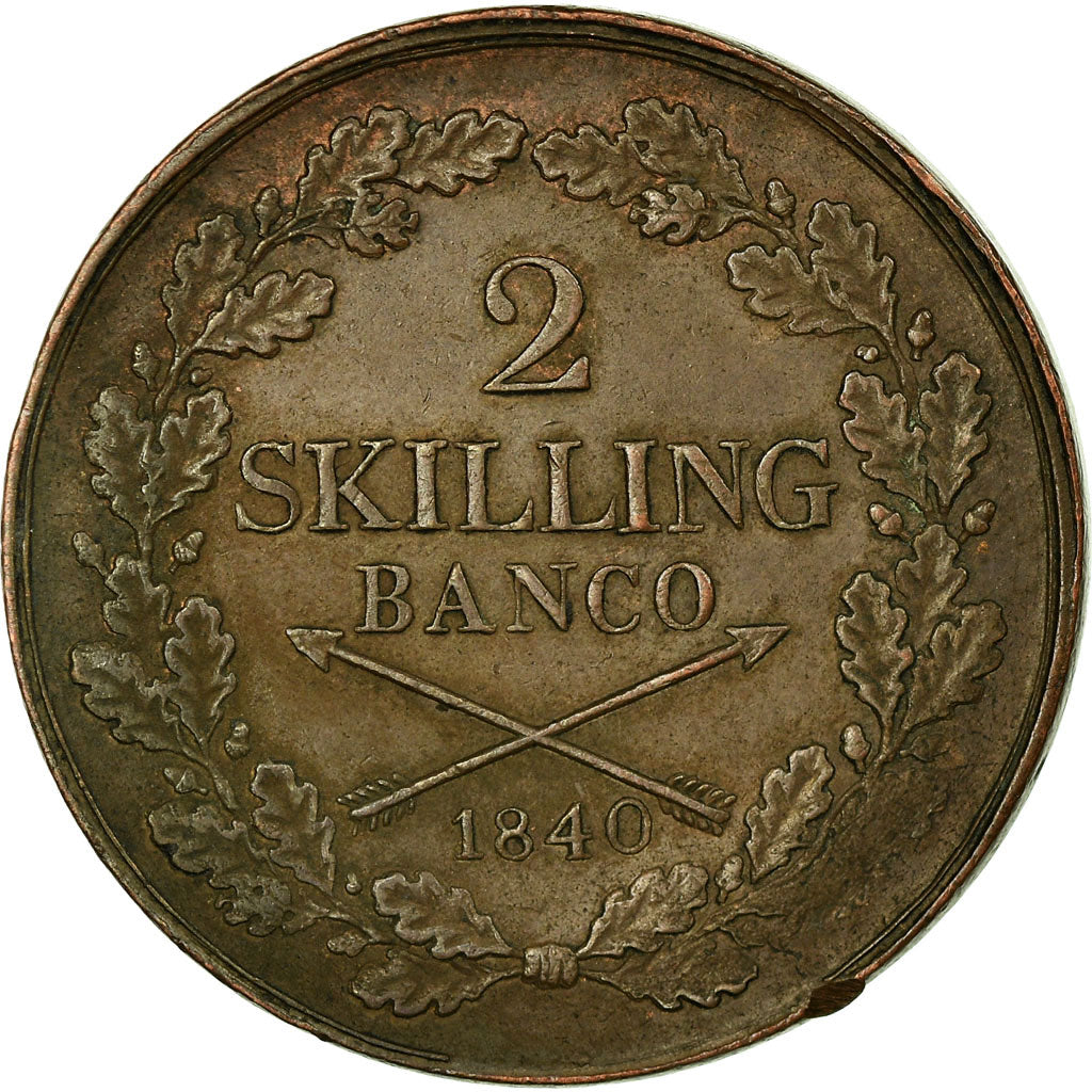 Coin, Sweden, Carl XIV Johan, 2 Skilling, 1840, AU(50-53), Copper, KM:643