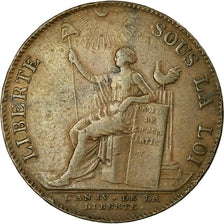Moneda, Francia, 2 Sols, 1792, Birmingham, Monneron, MBC, Bronce, KM:Tn25