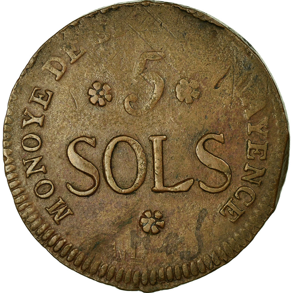 Moneta, Stati tedeschi, MAINZ, Friedrich Karl Josef, 5 Sols, 1793, MB+, Rame