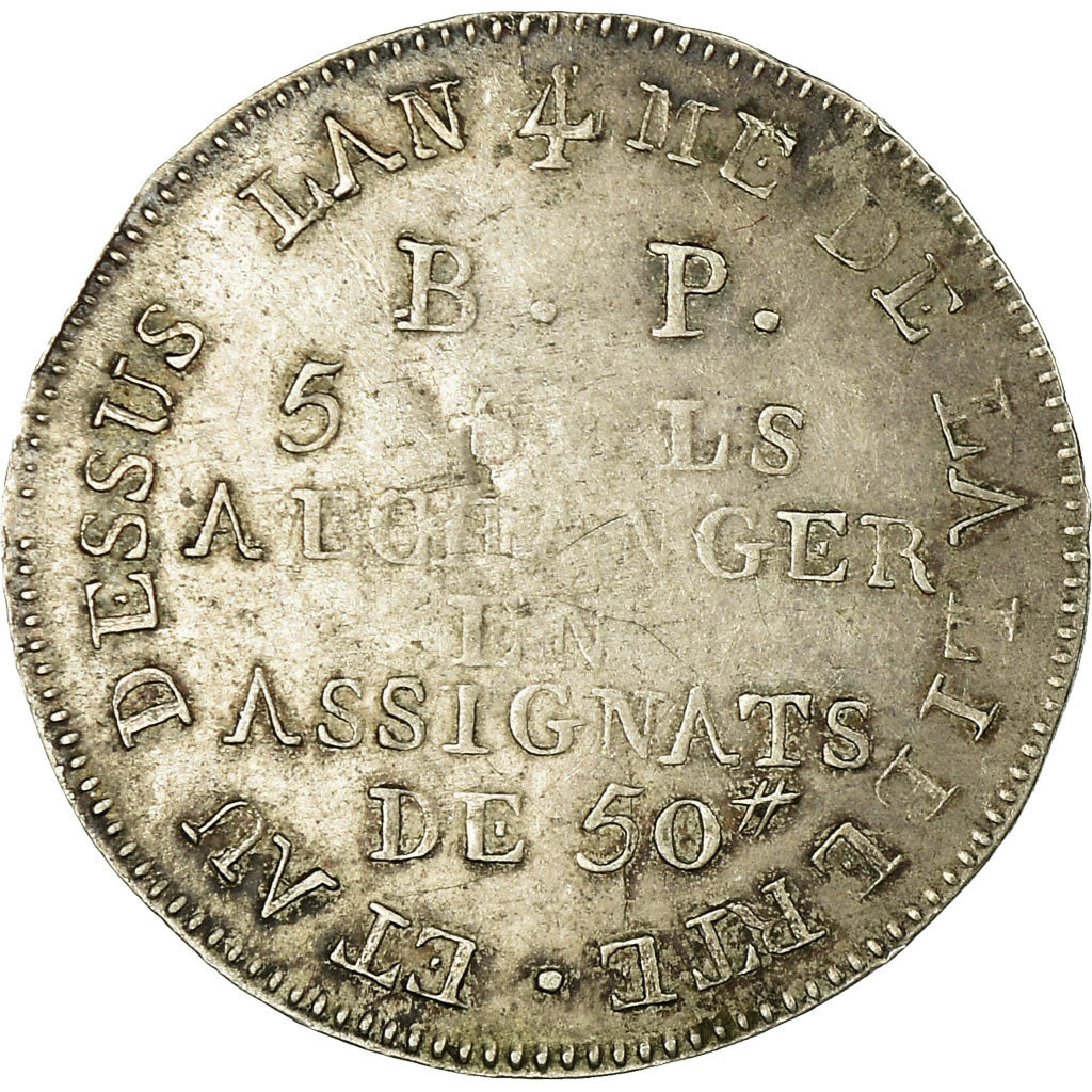 Moneta, Francia, Lefevre Lesage, 5 Sols, 1792, BB, Argento, KM:Tn16