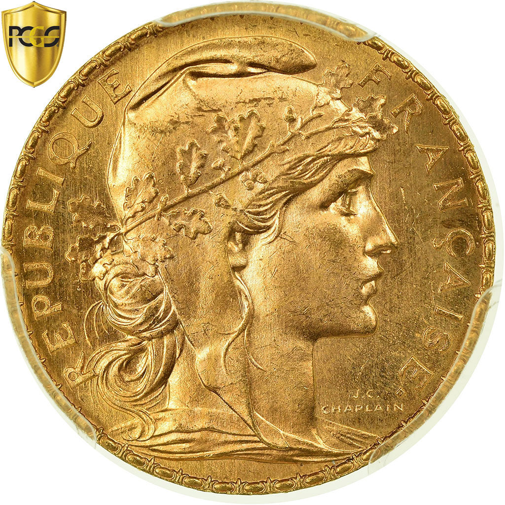 Coin, France, Marianne, 20 Francs, 1907, Paris, PCGS, MS66+, Gold, KM:857