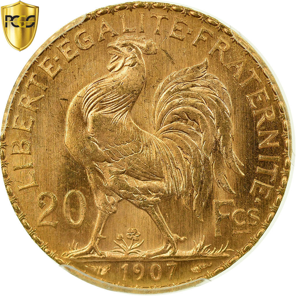 Coin, France, Marianne, 20 Francs, 1907, Paris, PCGS, MS66+, Gold, KM:857