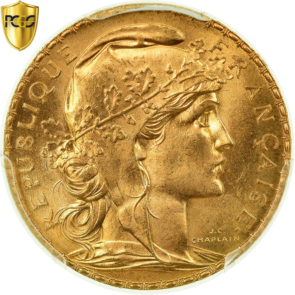 Coin, France, Marianne, 20 Francs, 1907, Paris, PCGS, MS66, MS(65-70), Gold