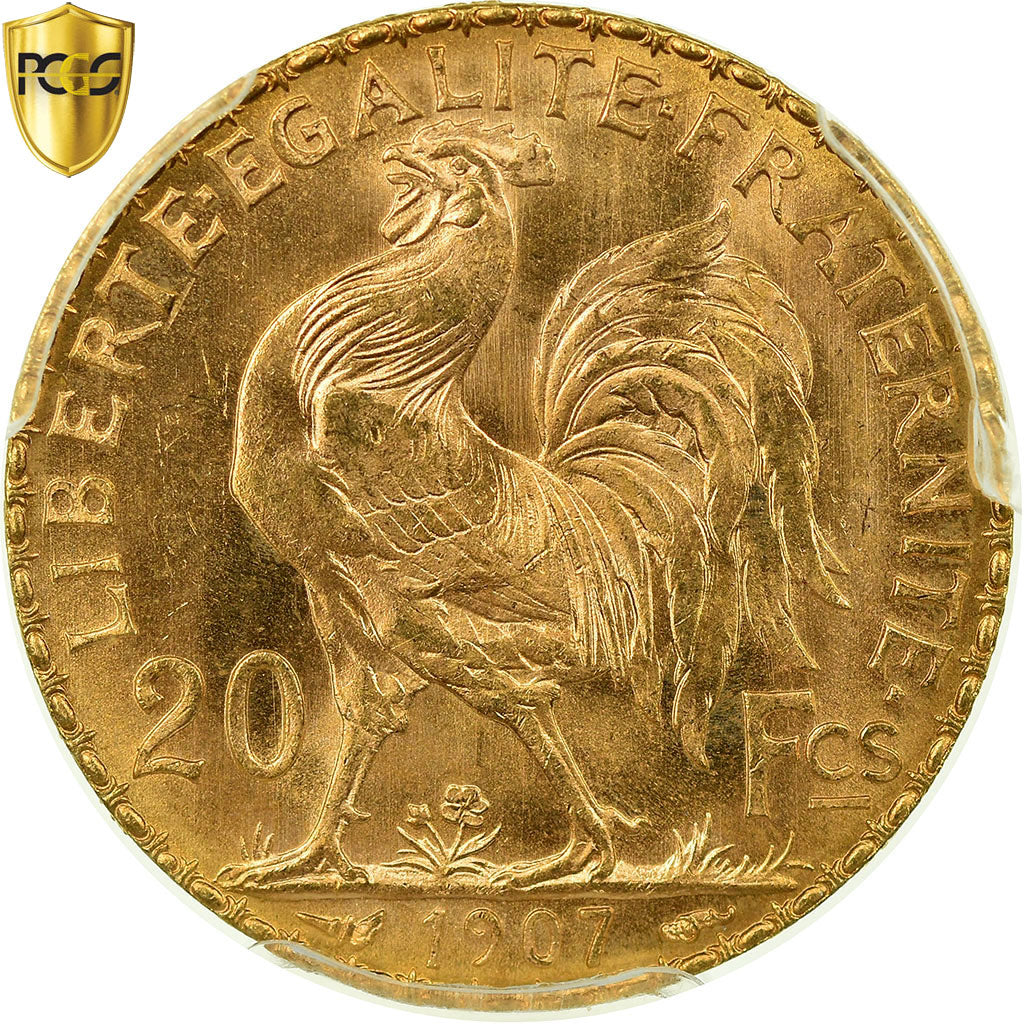 Coin, France, Marianne, 20 Francs, 1907, Paris, PCGS, MS66, MS(65-70), Gold