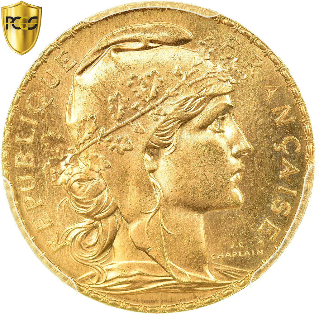 Monnaie, France, Marianne, 20 Francs, 1907, Paris, PCGS, MS65, Or