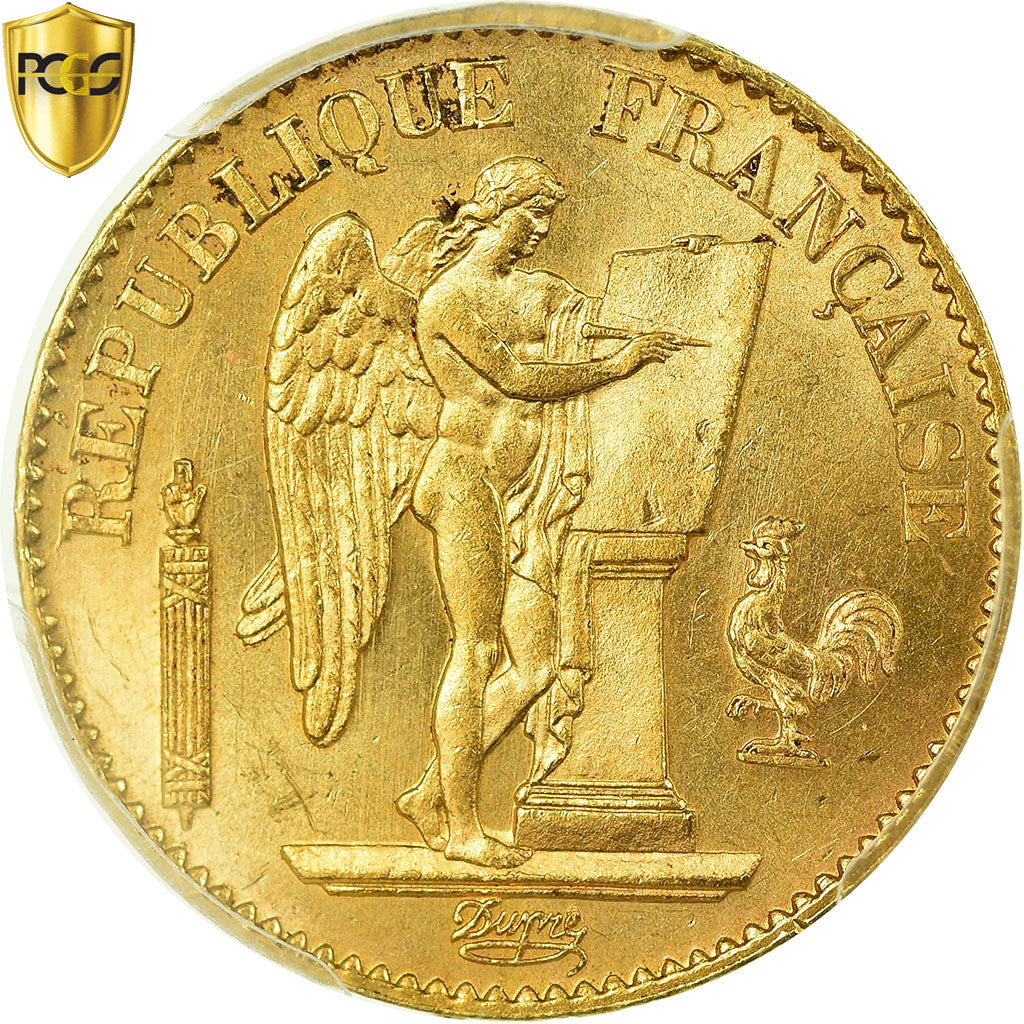 Coin, France, Génie, 20 Francs, 1874, Paris, PCGS, MS64, Gold, KM:825, graded