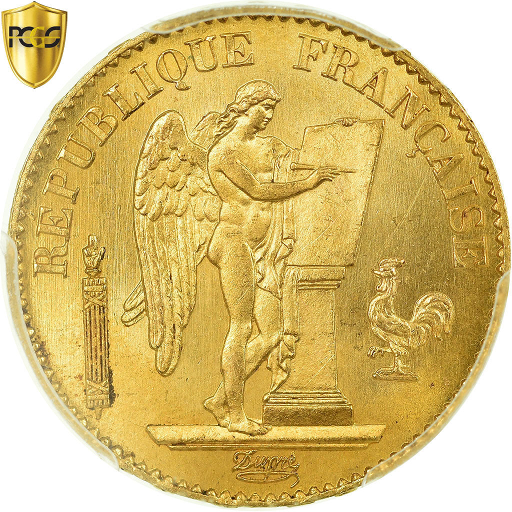 Coin, France, Génie, 20 Francs, 1877, Paris, PCGS, MS65, Gold, KM:825, graded