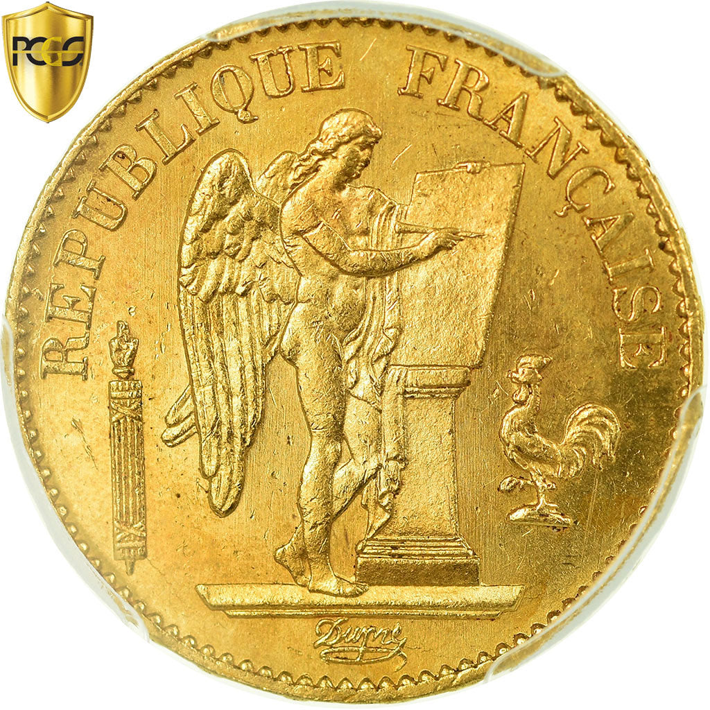 Moneda, Francia, Génie, 20 Francs, 1878, Paris, PCGS, MS66, Oro, KM:825