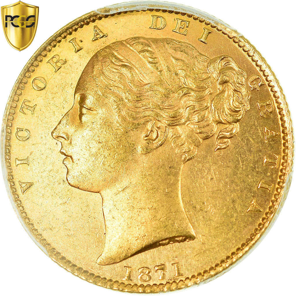 Coin, Great Britain, Victoria, Sovereign, 1871, PCGS, MS63, Gold, KM:736.2