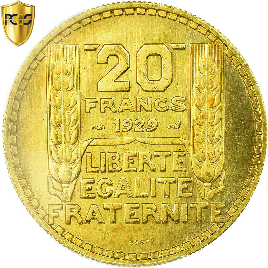 France, 20 Francs, Turin, 1929, Paris, Essai, Bronze-aluminium, PCGS, SPL