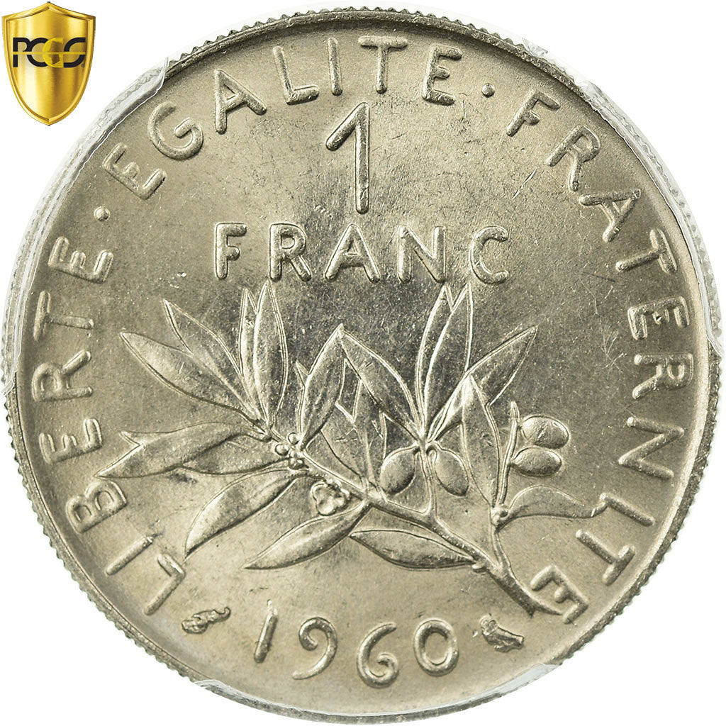 Moeda, França, Semeuse, Franc, 1960, Paris, PCGS, MS64, Níquel, KM:925.1