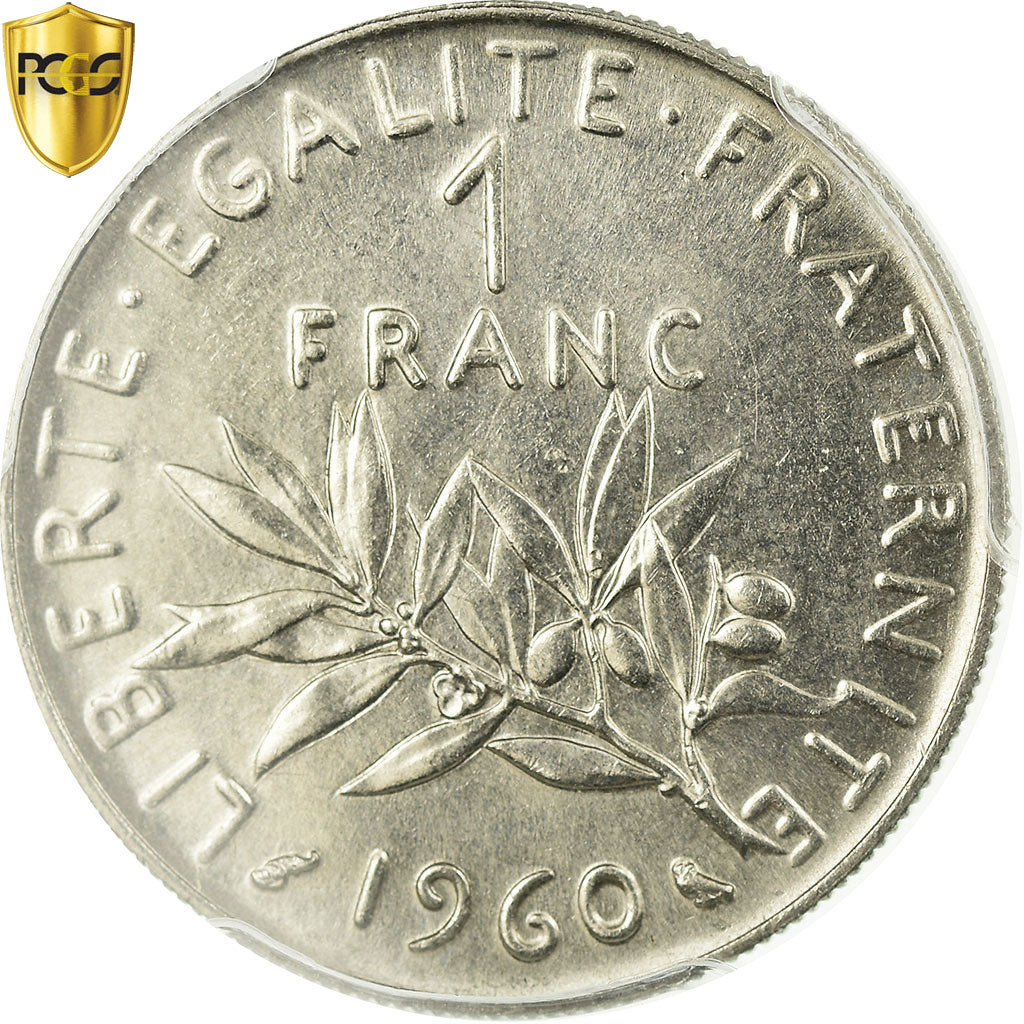 Moneta, Francja, Semeuse, Franc, 1960, Paris, PCGS, MS64, MS(64), Nikiel