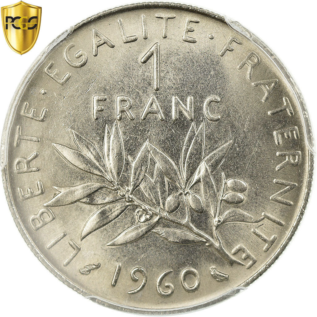 Münze, Frankreich, Semeuse, Franc, 1960, Paris, PCGS, MS65, Nickel, KM:925.1