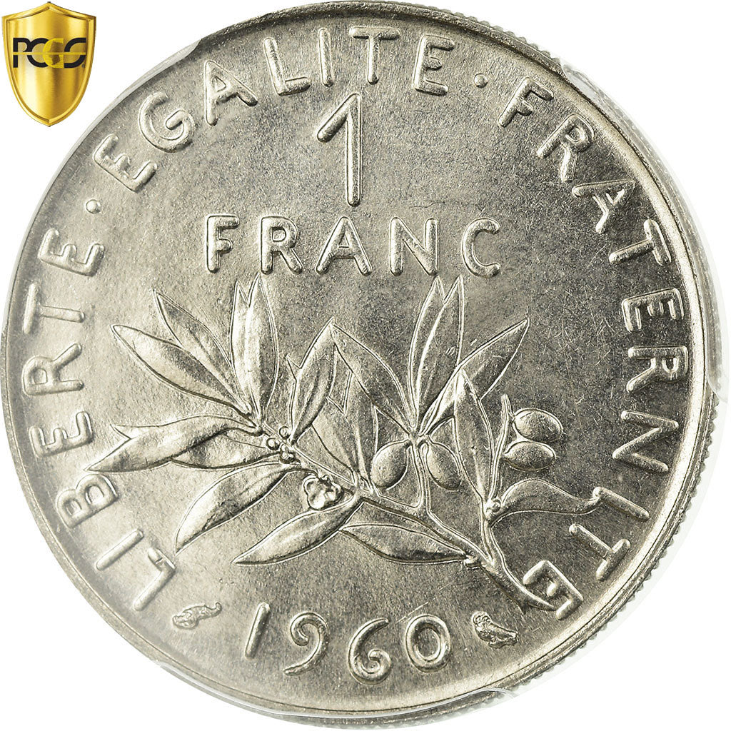Monnaie, France, Semeuse, Franc, 1960, Paris, PCGS, MS65, Nickel, KM:925.1