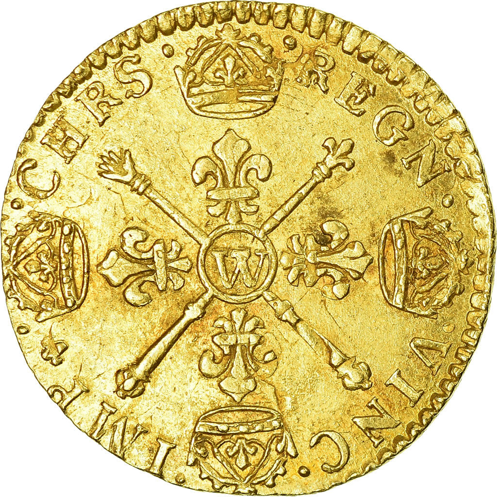 Moneta, Francja, Louis XIV, Louis d'or aux insignes, Louis d'Or, 1704, Lille