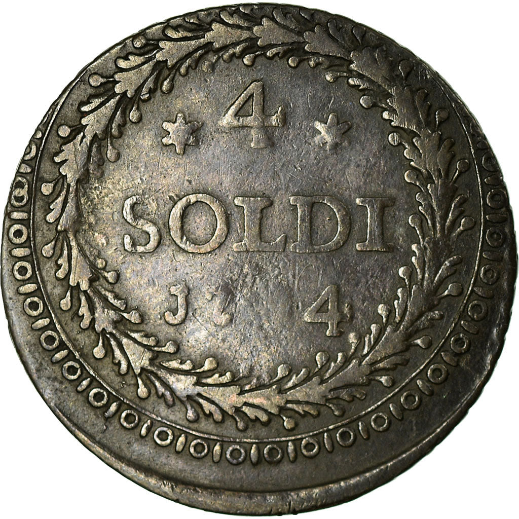 Moeda, ESTADOS ITALIANOS, CORSICA, General Pasquale Paoli, 4 Soldi, 1764