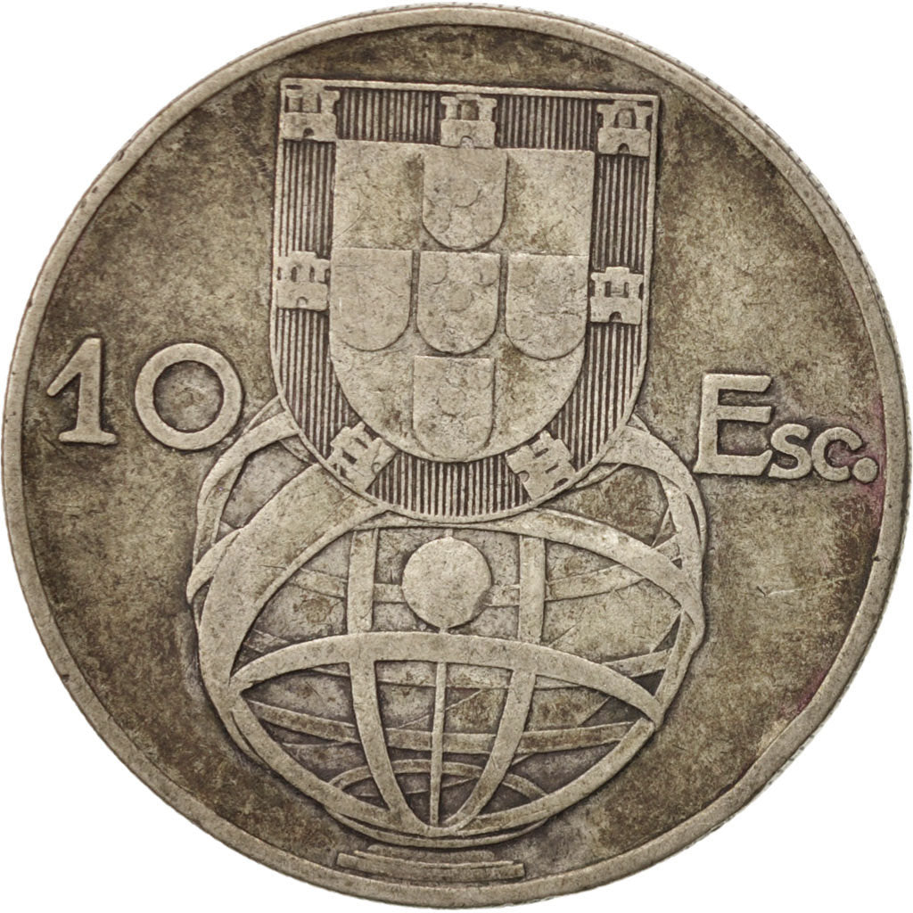 Portugal, 10 Escudos, 1954, VF, Silver, KM:586