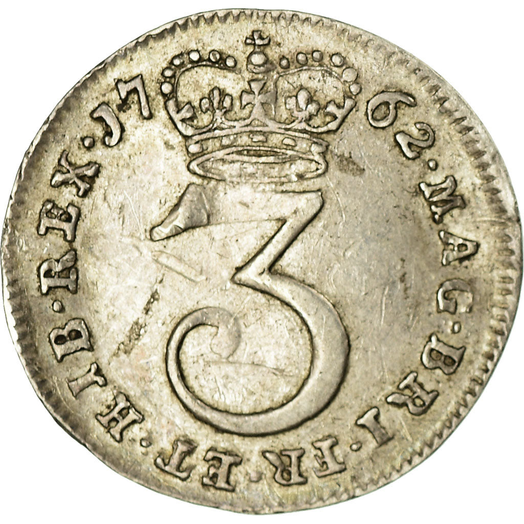 Coin, Great Britain, George III, 3 Pence, 1762, EF(40-45), Silver, KM:591