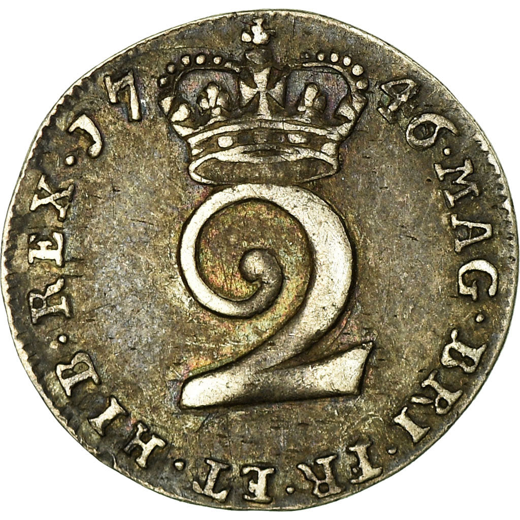 Coin, Great Britain, George II, 2 Pence, 1746, EF(40-45), Silver, KM:568