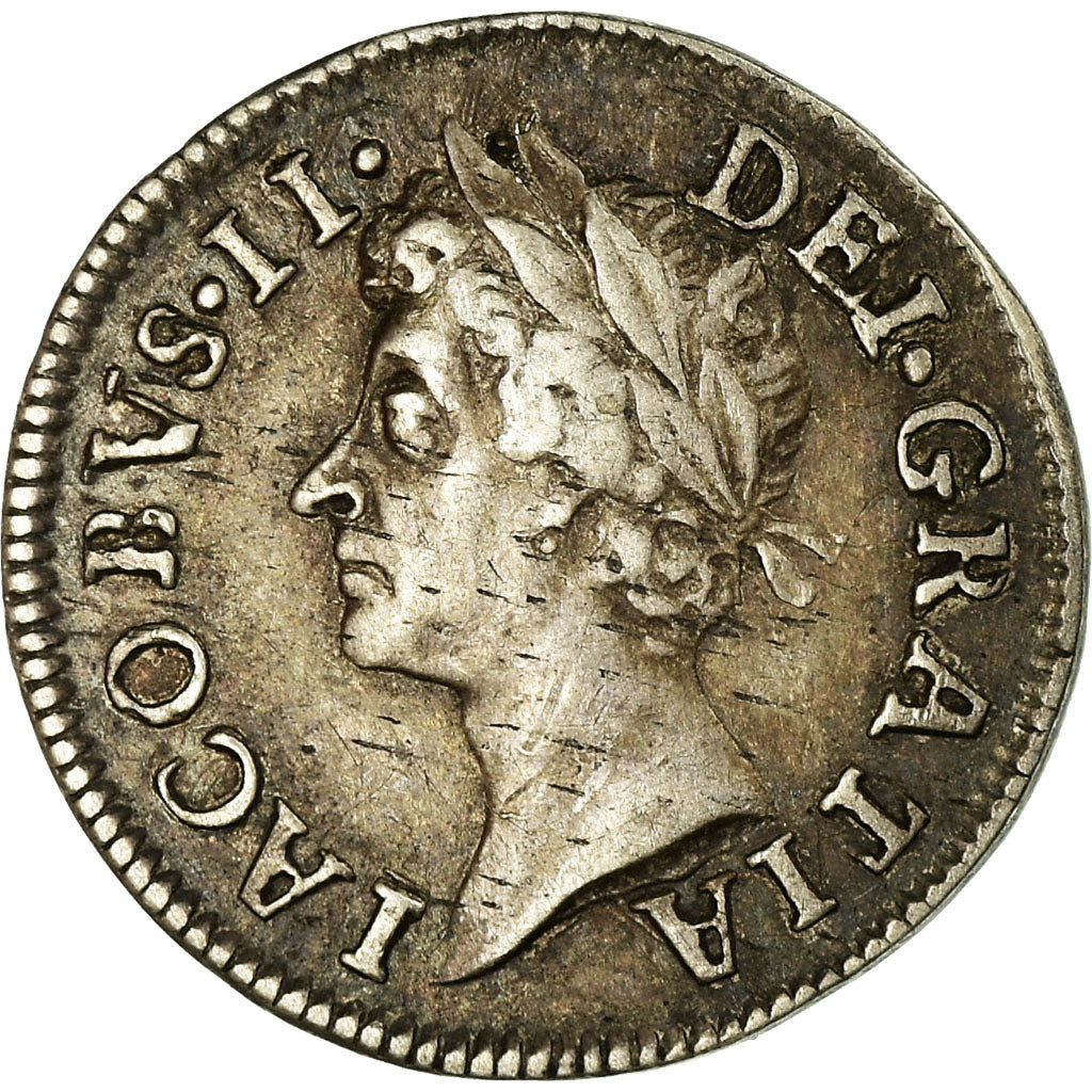 Coin, Great Britain, James II, 2 Pence, 1/2 Groat, 1686, EF(40-45), Silver