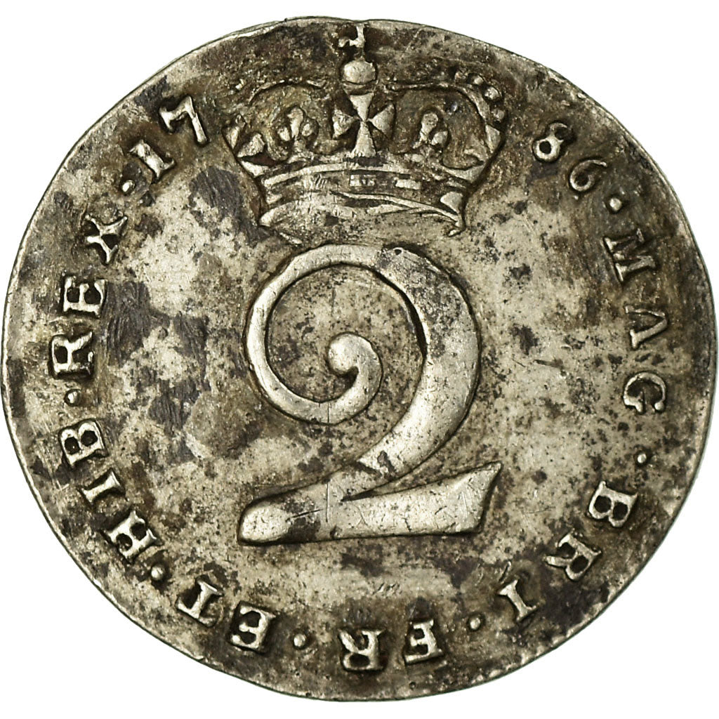 Coin, Great Britain, George III, 2 Pence, 1786, EF(40-45), Silver, KM:595