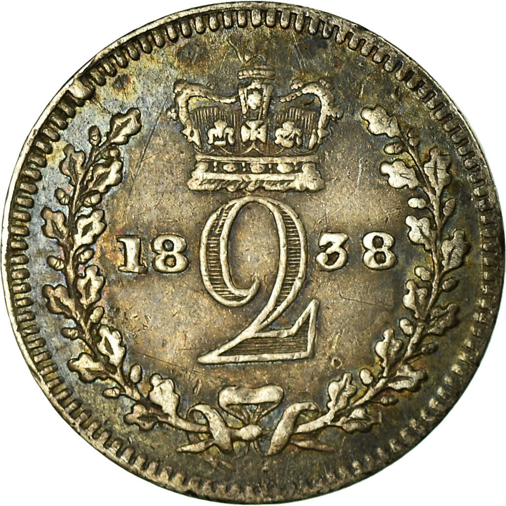 Coin, Great Britain, Victoria, 2 Pence, 1838, VF(20-25), Silver, KM:729
