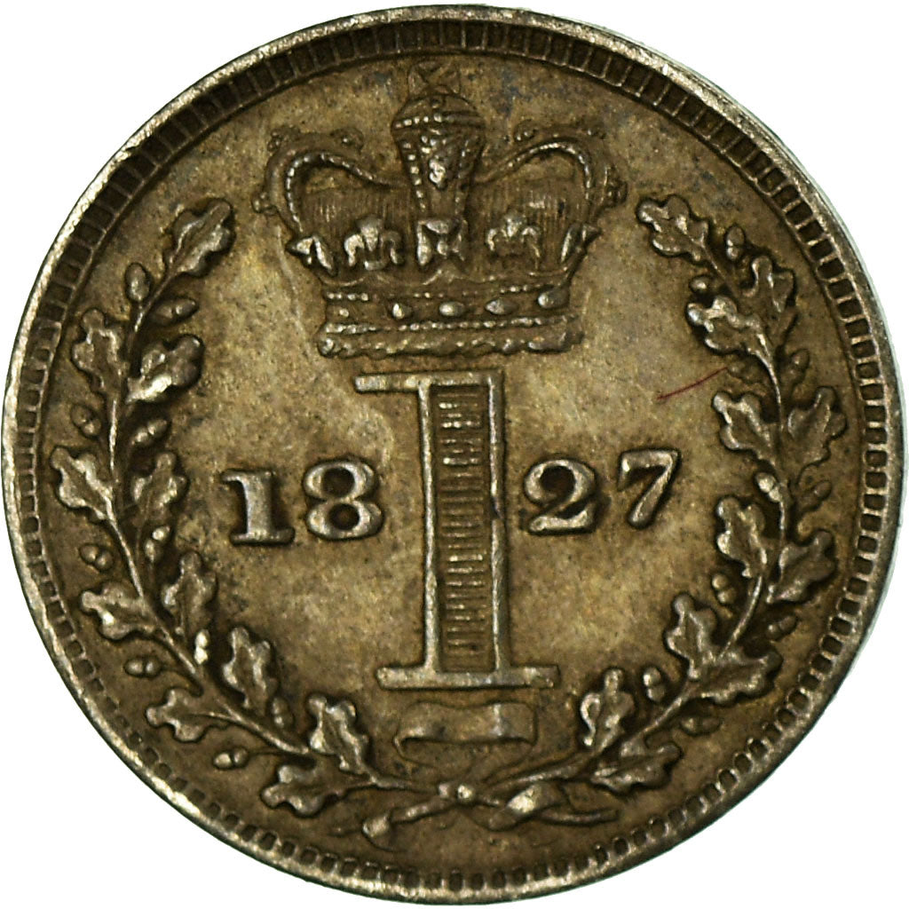 Coin, Great Britain, George IV, Penny, 1827, AU(55-58), Silver, KM:683