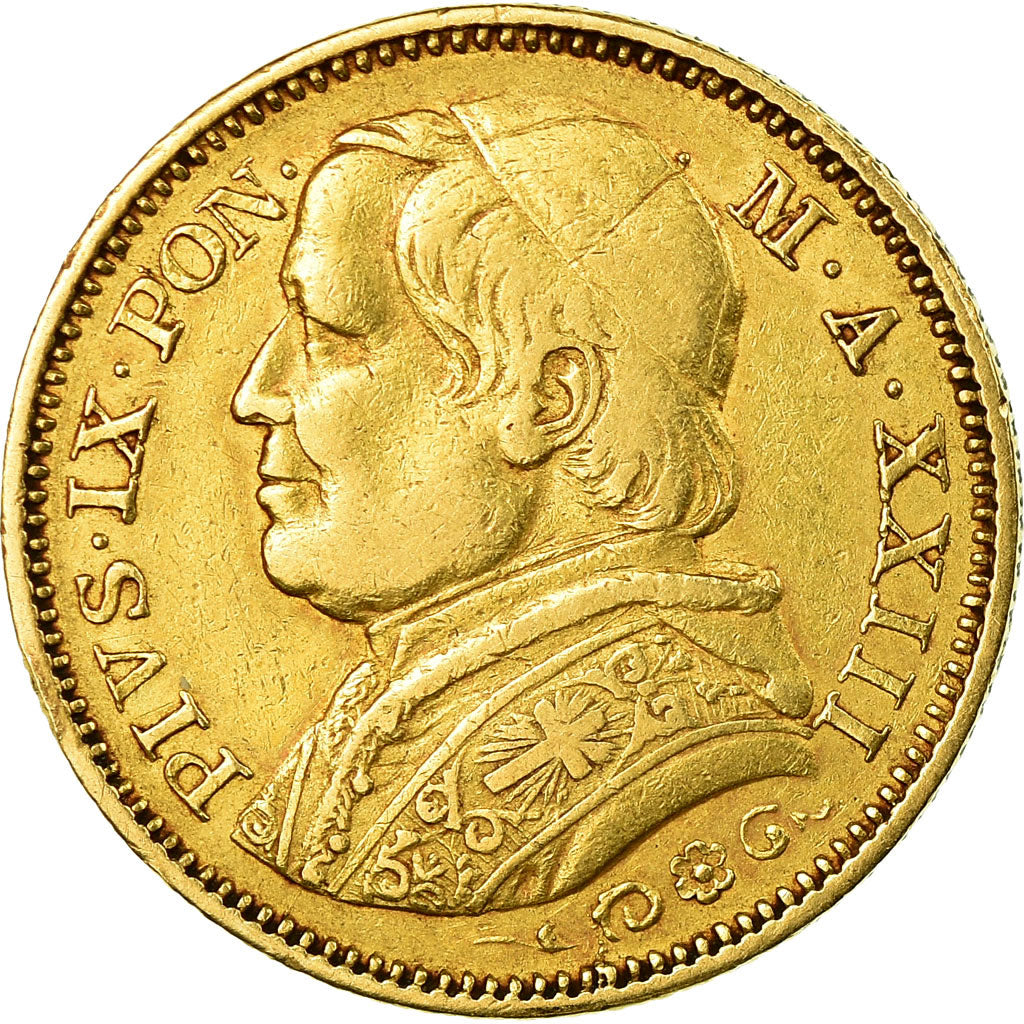 Coin, ITALIAN STATES, PAPAL STATES, Pius IX, 20 Lire, 1868, Roma, EF(40-45)